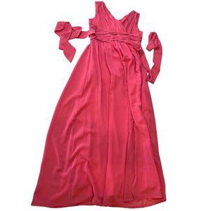 Rose Happy Womens A-Line Dress Sleeveless Ruched V-Neck Back Zip Pink Size 12